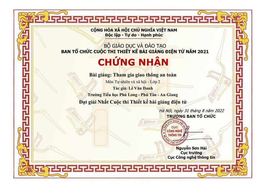Bài giảng điện tử “Tham gia giao thông an toàn” môn Tự nhiên và Xã hội lớp 2 đạt giải nhất tại cuộc thi. Bài giảng điện tử “Tham gia giao thông an toàn” môn Tự nhiên và Xã hội lớp 2 đạt giải nhất tại cuộc thi.