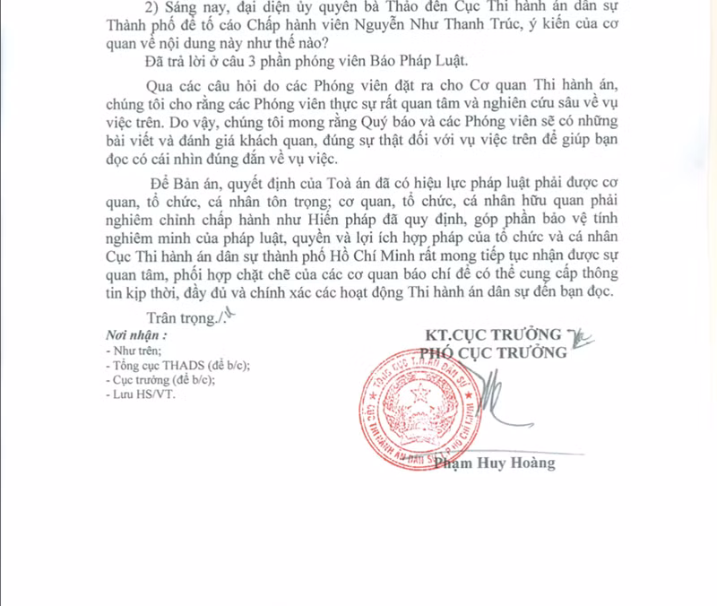 Cục THADS nói về vụ bà Thảo không trả con dấu cho Trung Nguyên - ảnh 1