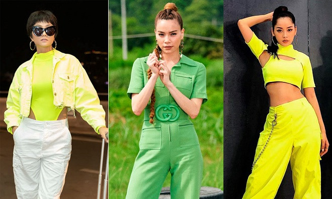 Diện đồ xanh nõn chuối chói chang, H"Hen Niê, Hồ Ngọc Hà bước vào đường đua hot trend 2019