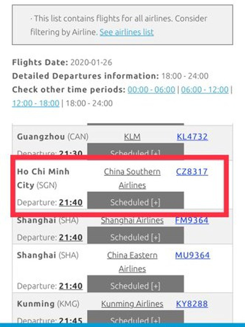 Bác thông tin có chuyến bay từ Vũ Hán đến Tân Sơn Nhất ảnh 1 Bác thông tin có chuyến bay từ Vũ Hán đến Tân Sơn Nhất - ảnh 1