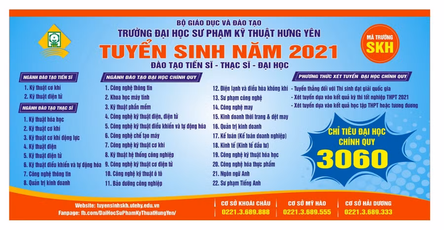 Trường Đại học Sư phạm Kỹ thuật Hưng Yên tuyển 3.060 sinh viên năm học 2021 – 2022 ảnh 1