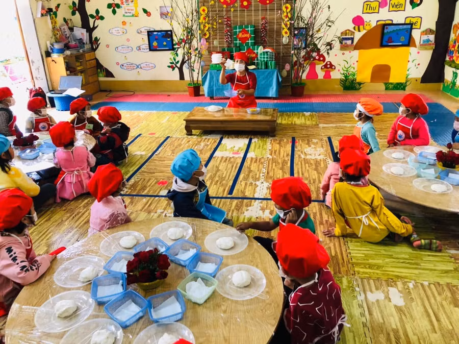 Một tiết học trải nghiệm của trẻ mầm non ở Sơn La