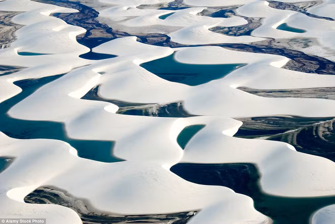 Kỳ diệu cảnh sa mạc biến thành hàng ngàn hồ nước xanh biếc đẹp như tiên cảnh - Ảnh 1.