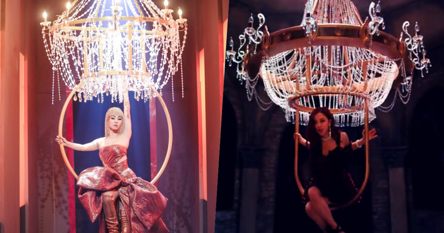 Hay phân đoạn đu quay trên chiếc đèn chùm có vẻ cũng đã học hỏi từ Ddu-du Ddu-du của Black Pink.