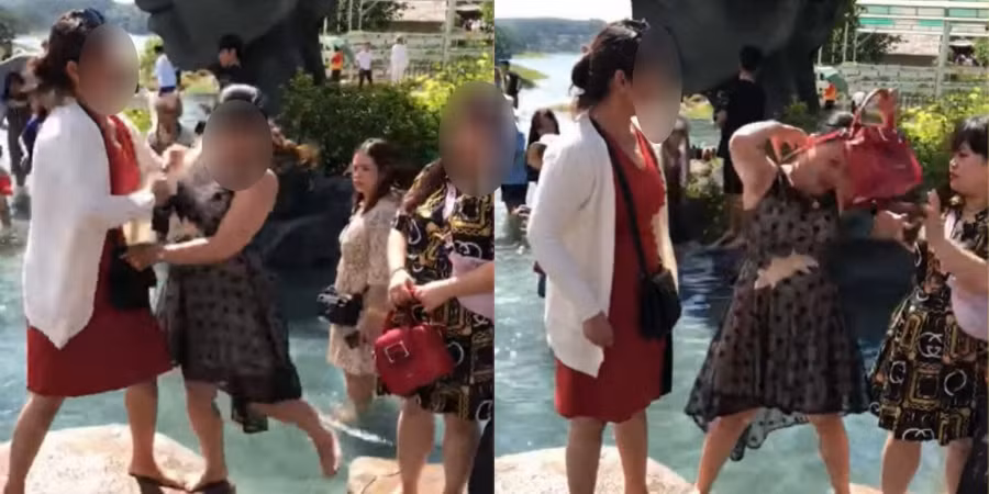 Tranh nhau vị trí chụp ảnh ở Đà Lạt, 2 phụ nữ lao vào ẩu đả ngay giữa hồ nước-3