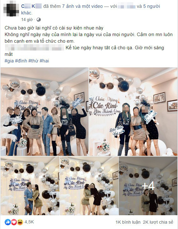 Những hình ảnh trong tiệc ly hôn của cô gái.