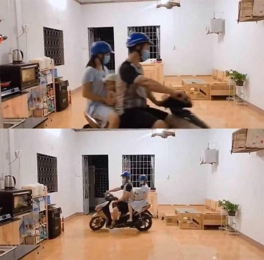 Vợ con ngày nghỉ đòi đi chơi. Ảnh: MXH.