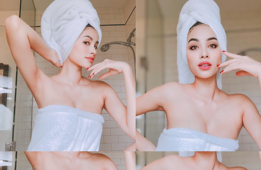 Hình ảnh nóng bỏng khoe khéo vòng 1 đầy gợi cảm của Phạm Hương.