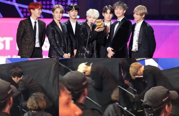 Xót xa những khoảnh khắc thần tượng Kpop kiệt sức ngã quỵ trên sân khấu ảnh 8 BTS trước khi lên sân khấu nhận giải, các anh chàng đều sắp ngã quỵ vì kiệt sức