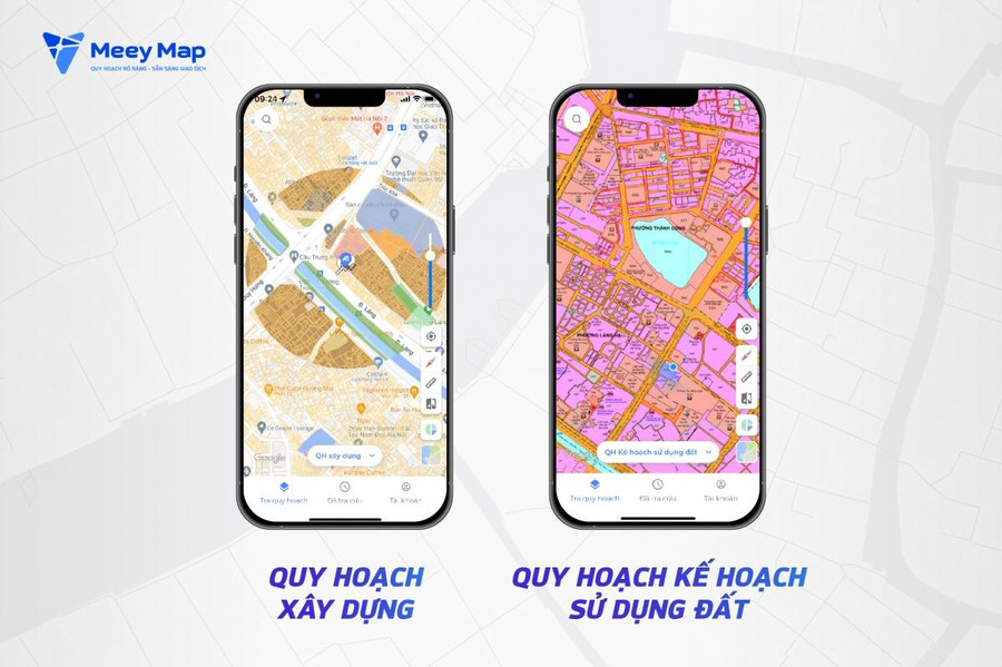 Meey Map hiện là ứng dụng chiếm ưu thế trên thị trường khi cập nhật đầy đủ 2 loại bản đồ quy hoạch quan trọng nhất của ngành bất động sản. Meey Map hiện là ứng dụng chiếm ưu thế trên thị trường khi cập nhật đầy đủ 2 loại bản đồ quy hoạch quan trọng nhất của ngành bất động sản.
