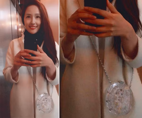 Mai Phương Thúy từng chia sẻ hình ảnh chiếc túi xách trong suốt với phom dáng hình tròn đeo chéo trước ngực trị giá 300 triệu đồng.