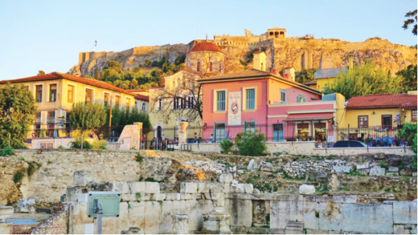 Kiến trúc ở Plaka rực rỡ sắc màu