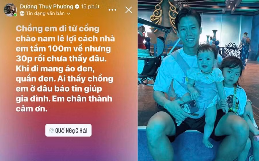 Vợ Quế Ngọc Hải nhờ dân mạng tìm chồng đi lạc