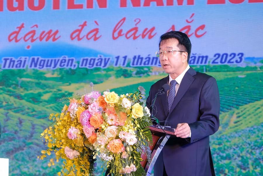 Ông Nguyễn Thanh Bình, Ủy viên BCH Đảng bộ, Phó Chủ tịch UBND tỉnh Thái Nguyên phát biểu khai mạc Ngày hội.