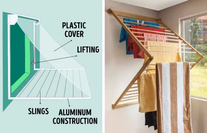 Khung phơi đồ tiết kiệm không gian: Đây là hai mô hình giúp bạn tự chế giá phơi đồ cho nhà chung cư, nhà diện tích nhỏ.