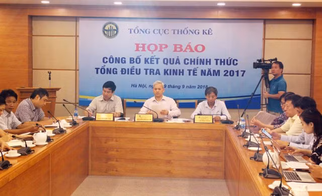 Ngày 19/9/2018, Tổng cục Thống kê họp báo công bố kết quả Tổng điều tra Kinh tế năm 2017. (Ảnh: Bắc Sơn)