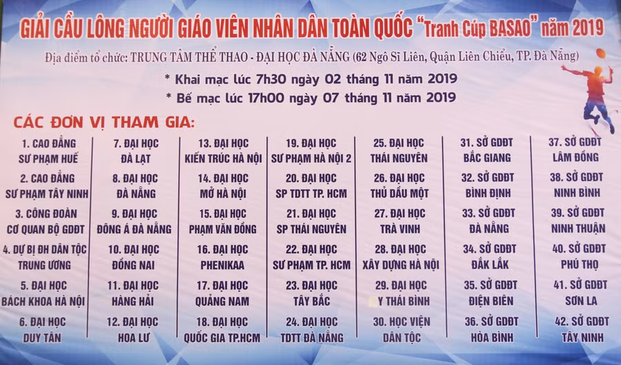 Đà Nẵng sẵn sàng đón 44 đoàn với 410 VĐV về tham dự Giải Cầu lông Người giáo viên nhân dân toàn quốc.