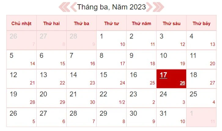 Xem lịch âm ngày 17/3: Tránh làm việc lớn hôm nay