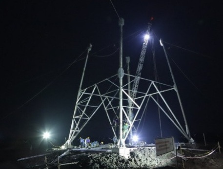 Dự án đường dây 500kV mạch 3 tuyến Nam Định – Thanh Hóa thuộc địa phận xã Hà Hải (Hà Trung). (Ảnh: MH)