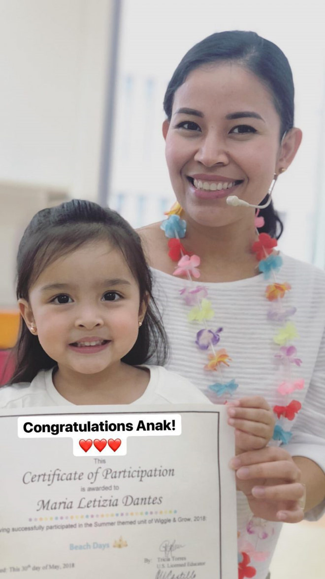 Marian Rivera tự hào khi con gái học xong chương trình mẫu giáo. Con gai 4 tuoi cua