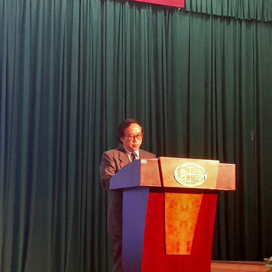 PGS.TS Hoàng Phước Hiệp - Chủ nhiệm Khoa Luật phát biểu tại buổi lễ.