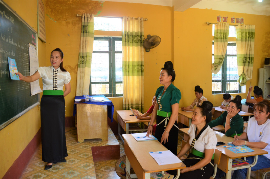 Lớp học XMC được mở tại bản Huổi Chan 1, xã Mường Pồn năm 2023 (Ảnh: Hiền Nguyễn).