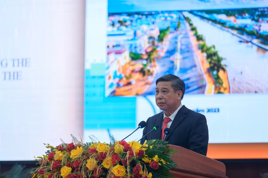 Ông Đồng Văn Thanh, Chủ tịch UBND tỉnh Hậu Giang thông tin quy hoạch địa phương.