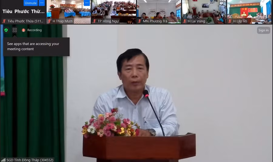 Ông Nguyễn Minh Tâm - Phó Giám đốc, Sở GD&amp;ĐT Đồng Tháp phát biểu tại hội nghị