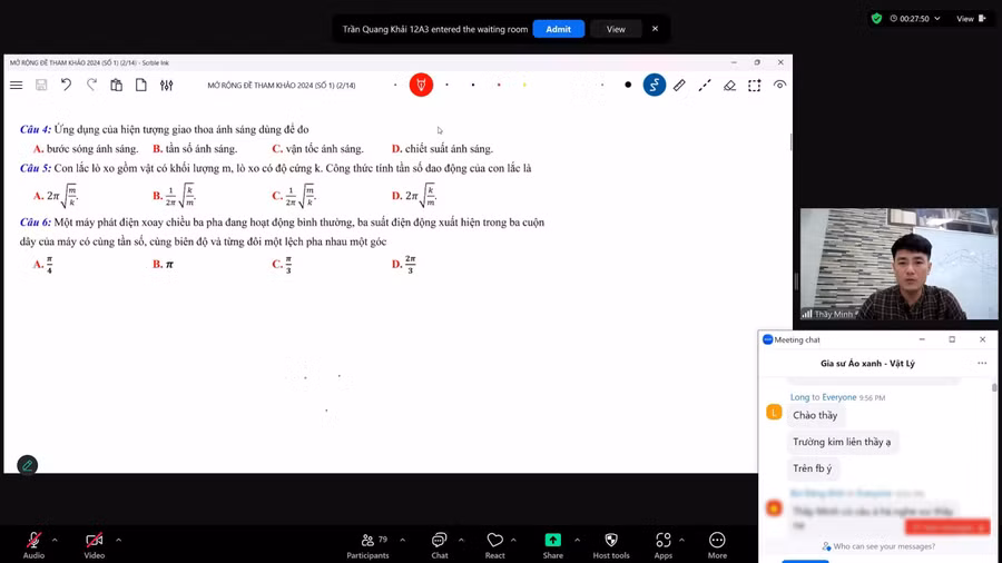 Lớp dạy học trực tuyến qua Zoom cho học sinh.