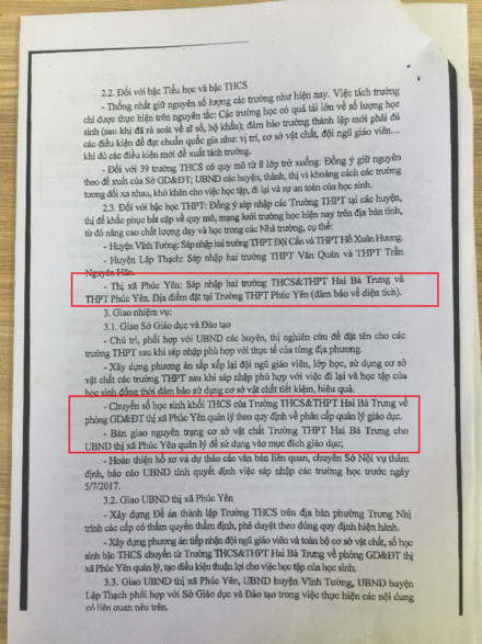 Kết luận vàchỉ đạo củaPhó chủ tịch tỉnh Vĩnh Phúc Vũ Việt Văntrong công văn ngày 3.7.2017 Vì sao UBND tỉnh Vĩnh Phúc kiên quyết “xóa sổ” ngôi trường 25 năm tuổi? (Kỳ 3) ảnh 4