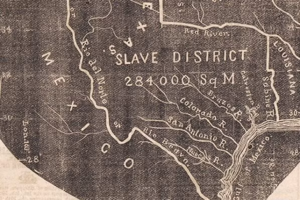 Tấm bản đồ công bố trên tờ Newark Daily Advertiser cho thấy rằng, Thượng viện Hoa Kỳ đang xem xét Phụ lục chung cho việc sát nhập Texas đã được chấp nhận bởi Hạ viện (năm 1845). Ảnh: Wikimedia Commons Tấm bản đồ công bố trên tờ Newark Daily Advertiser cho thấy rằng, Thượng viện Hoa Kỳ đang xem xét Phụ lục chung cho việc sát nhập Texas đã được chấp nhận bởi Hạ viện (năm 1845). Ảnh: Wikimedia Commons