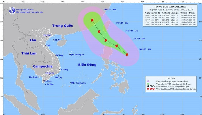 Đường đi của bão DOKSURI. Đường đi của bão DOKSURI.