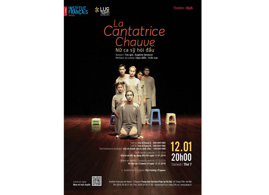 “Nữ ca sỹ hói đầu” sẽ được công diễn vào 12/1/2019 tại L’Espace
