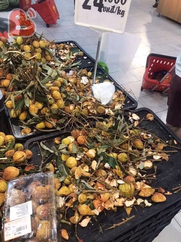 Vào siêu thị, xé tan chùm vải ăn luôn ngay trước biển Vào siêu thị, xé tan chùm vải ăn luôn ngay trước biển