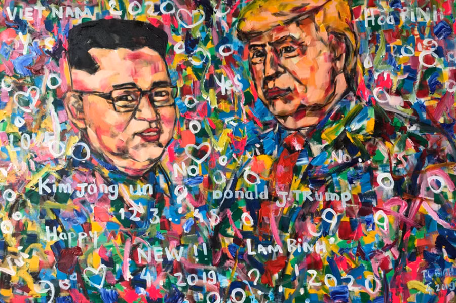 Chân dung Tổng thống Hoa Kỳ - Donald Trump và lãnh tụ Triều Tiên - Kim Jong-un