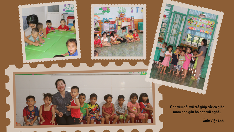 Tình yêu thương với trẻ giúp các cô giáo mầm non thêm gắn bó với nghề. Tình yêu thương với trẻ giúp các cô giáo mầm non thêm gắn bó với nghề.