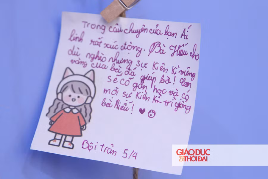 Lời chia sẻ đáng yêu từ một học sinh lớp 5/4 của trường.