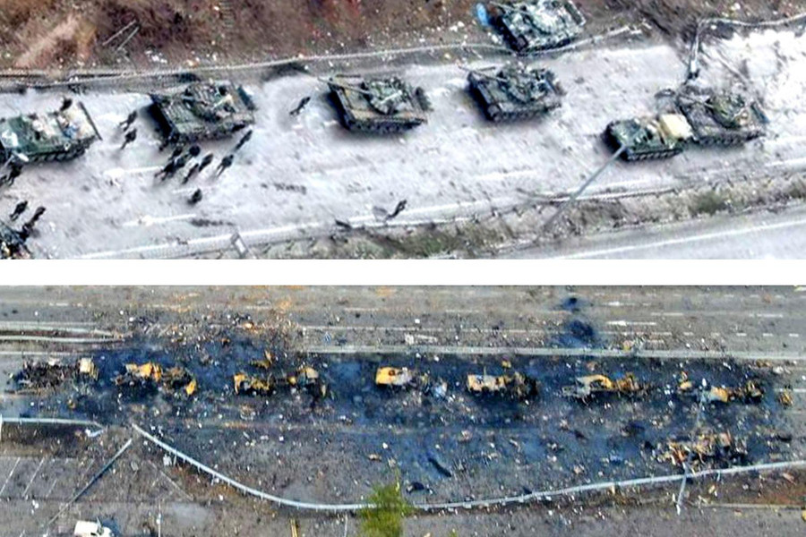 UAV Bayraktar TB2 của Quân đội Ukraine đã phá hủy rất nhiều tăng-thiết giáp của Nga trong giai đoạn đầu cuộc xung đột