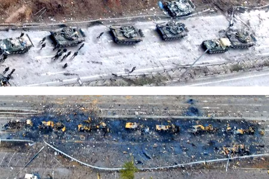 UAV Bayraktar TB2 của Quân đội Ukraine đã phá hủy rất nhiều tăng-thiết giáp của Nga trong giai đoạn đầu cuộc xung đột