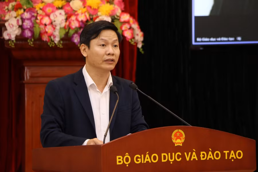 Ông Nguyễn Thanh Đề, Vụ trưởng Vụ Giáo dục thể chất - Bộ GD&amp;ĐT phát biểu tại hội nghị. Ảnh: Khôi Nguyên.