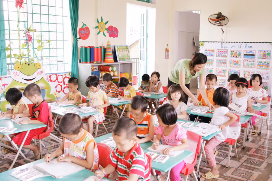 Lớp học mầm non ở TP Vĩnh Yên, tỉnh Vĩnh Phúc