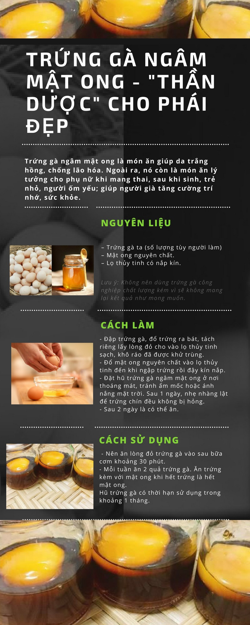 Trứng gà ngâm mật ong - trung ga ngam mat ong than duoc de lam giup chi em co lan da trang hong nhu gai 18
