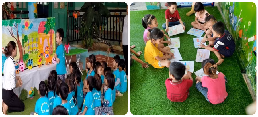 Trẻ tham gia các hoạt động kể chuyện theo tranh, kể chuyện nối tiếp trên lớp