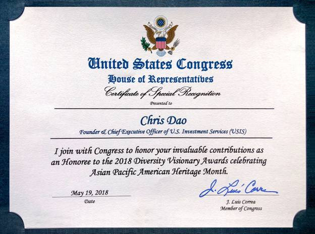 Giải thưởng “Diversity Visionary” dành cho những người Mỹ gốc Châu Á có công đóng góp đáng kể cho cộng đồng