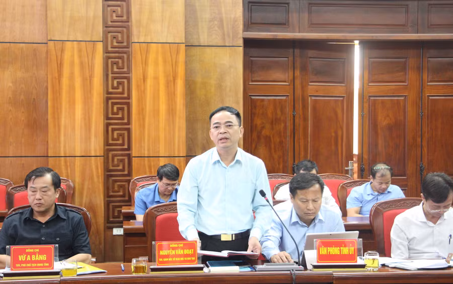 Ông Nguyễn Văn Đoạt, Giám đốc Sở GD&amp;ĐT Điện Biên phát biểu tại buổi làm việc.