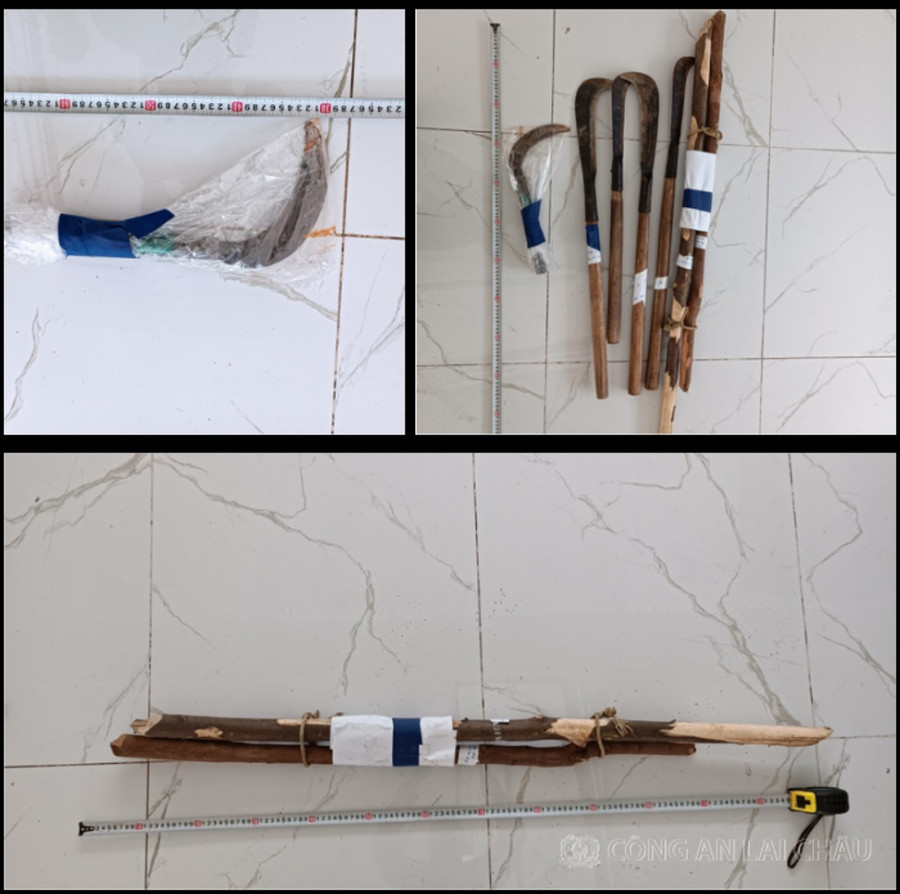 Hung khí các bị can đã sử dụng để gây thương tích. Ảnh: CALC