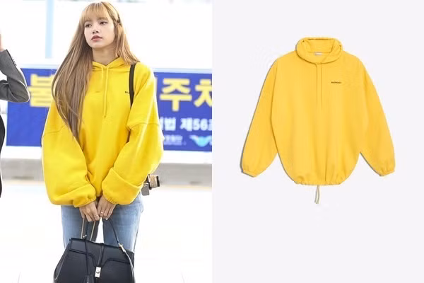 Để sở hữu mẫu áo nỉ màu vàng rực rỡ này, Lisa phải bỏ ra $950 (tương đương 22 triệu đồng). Được biết thiết kế áo đắt đỏ này đến từ nhà mốt đình đám Balenciaga.