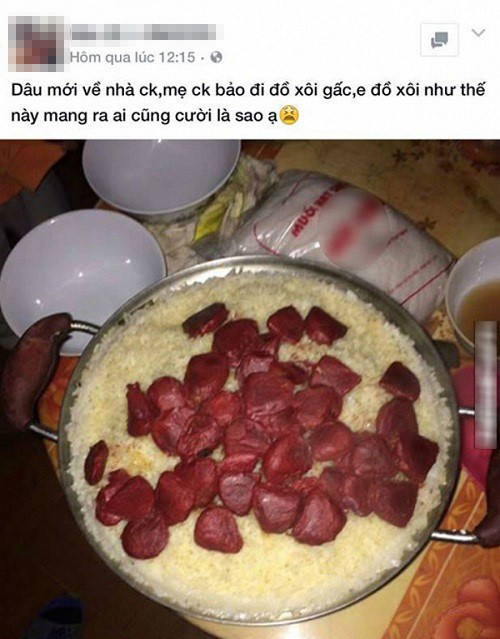 “Thảm họa" nấu nướng của cô vợ ngày đầu về làm dâu ảnh 1 Con dâu mới và cách đồ xôi gấc đặc biệt khi mới về nhà chồng.