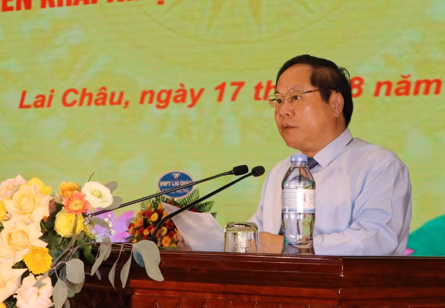 Ông Tống Thanh Hải - Phó Chủ tịch thường trực UBND tỉnh Lai Châu phát biểu tại hội nghị