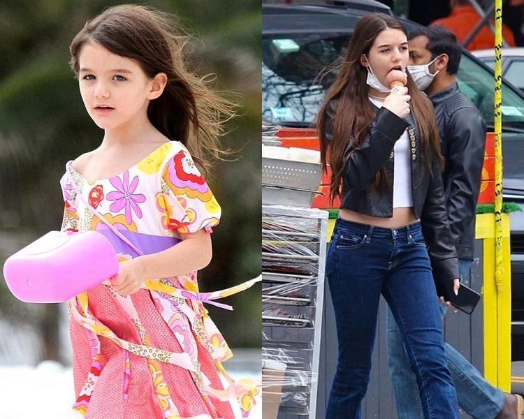 Suri ngày xưa và bây giờ (ảnh: Hollywoodlife).